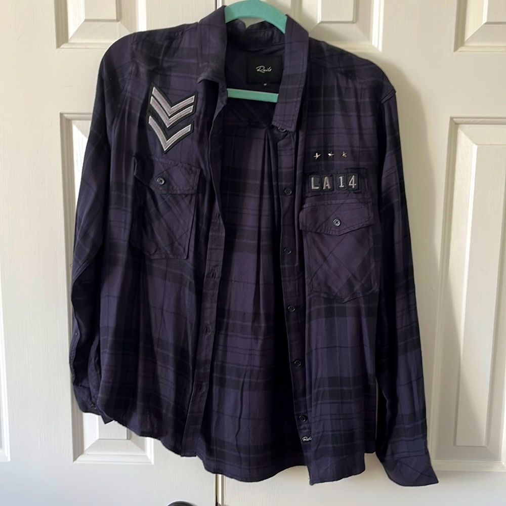 Rails M Navy And Black Button Up - image 1